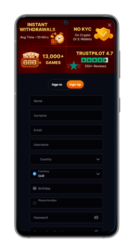 Blaze spins casino sign up